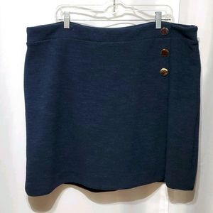 Loft Plus Button Wrap Skirt NWT Navy Blue Size 20
